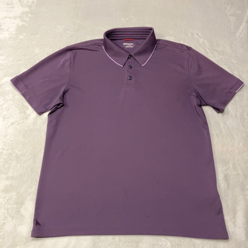 UNTUCKit Polo Shirt Short Sleeve‎ Tipped Collar Purple Mens Medium